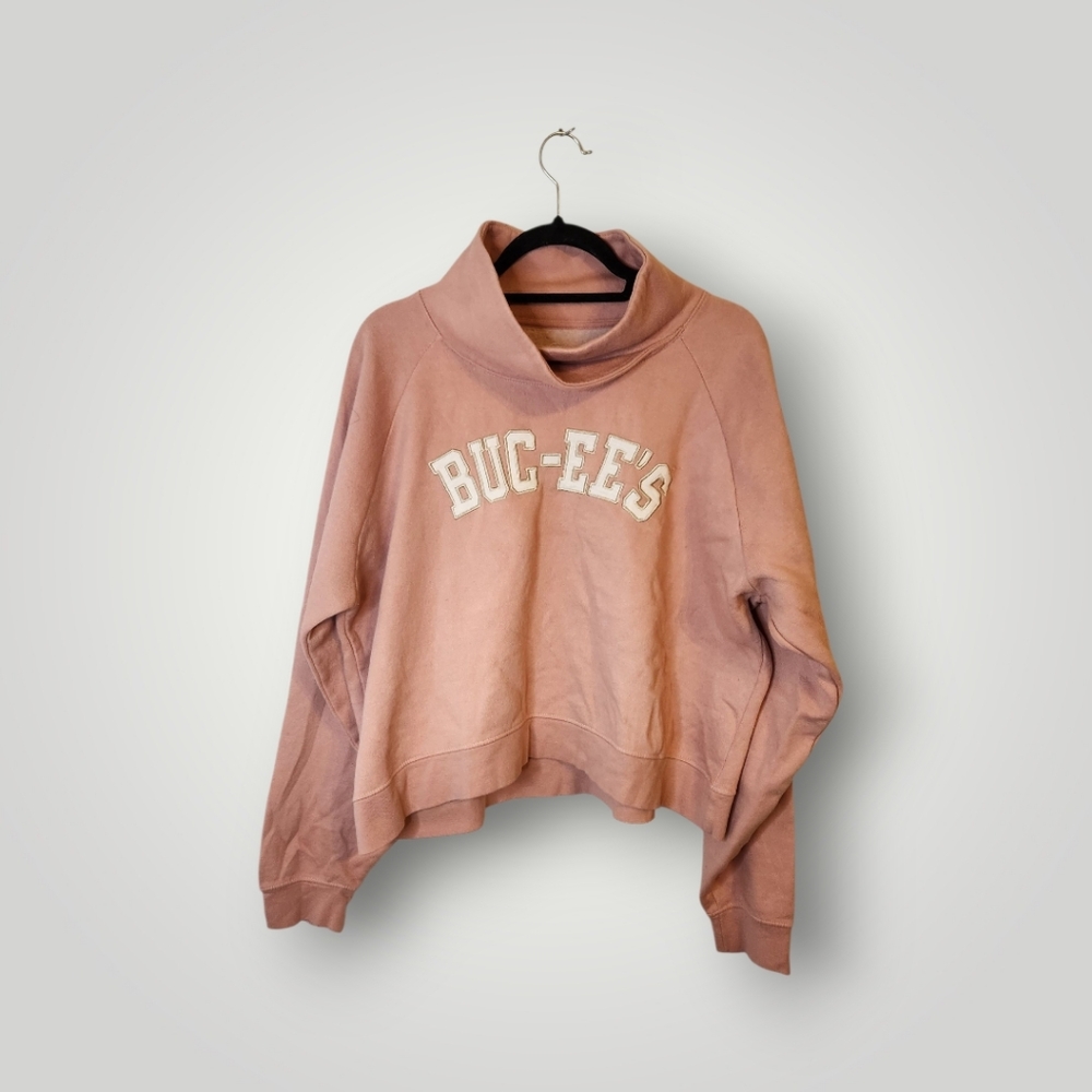 Buc-ee's Pink Womans Sweater Beaver Funnel Neck size XL